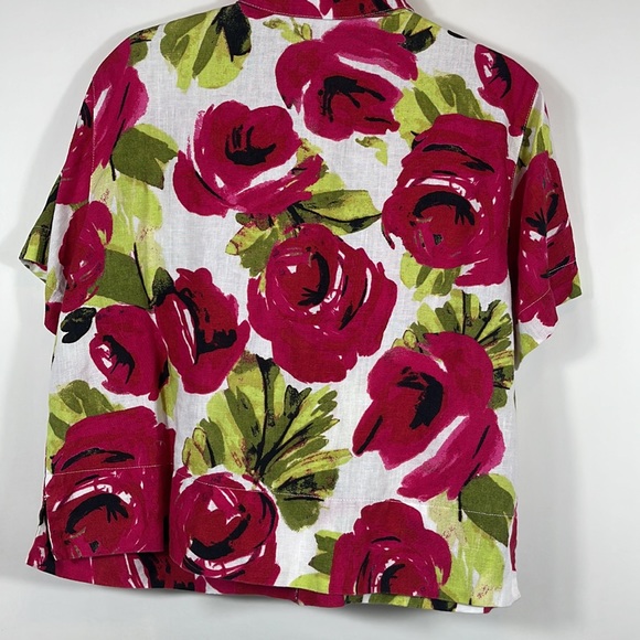 Floral Button Down Shirt - Red and Green - Picture 5 of 5